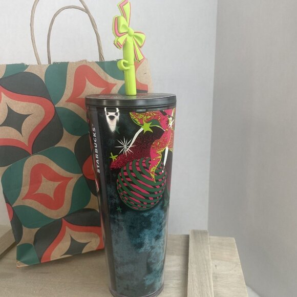 Starbucks 2023 Christmas Holiday Tumbler w/Silicone Straw Topper 24oz - Picture 3 of 7